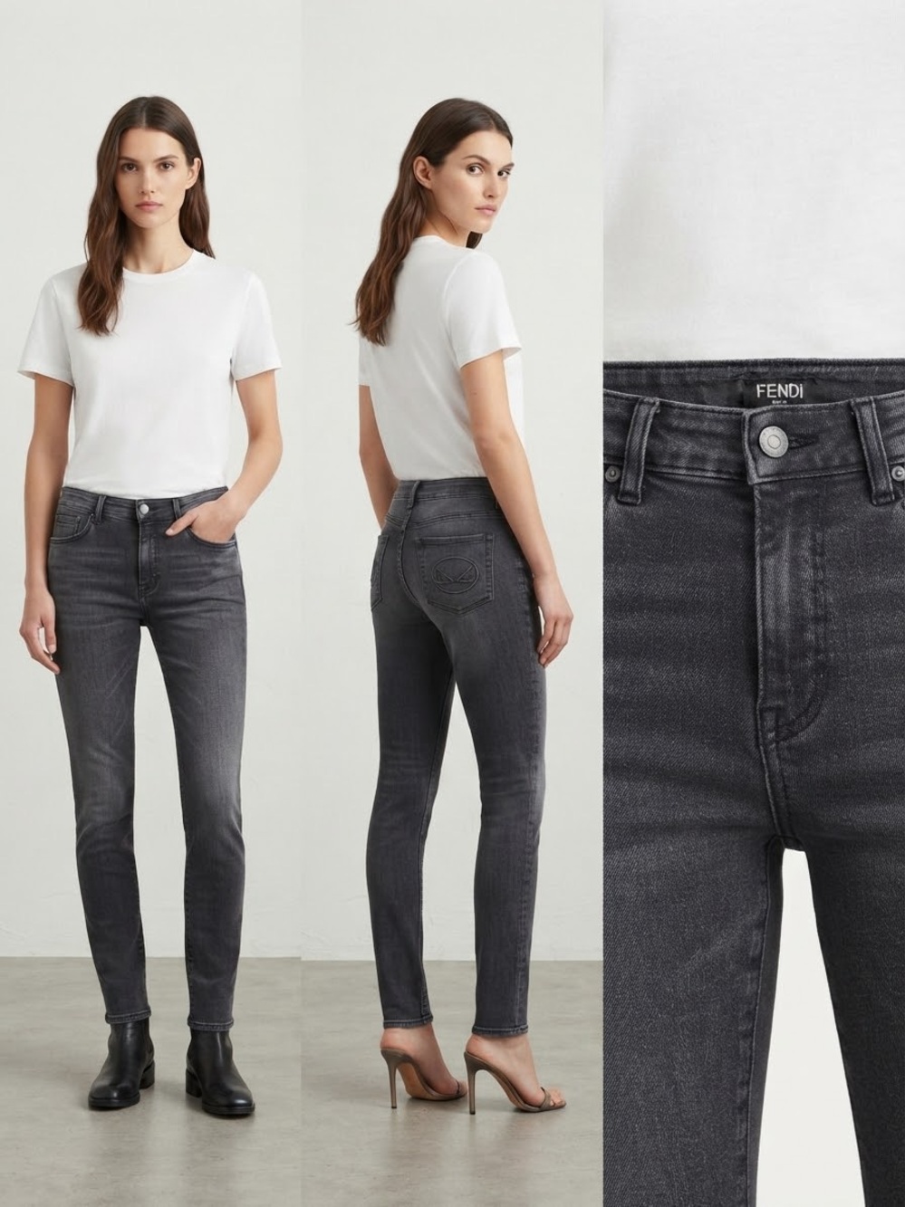 Fendi Eyes Women's Dark Gray Jeans